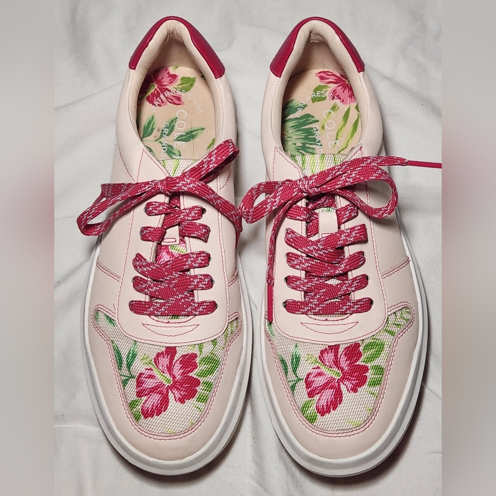 Cole Haan Pink Floral Lace-Up Sneakers